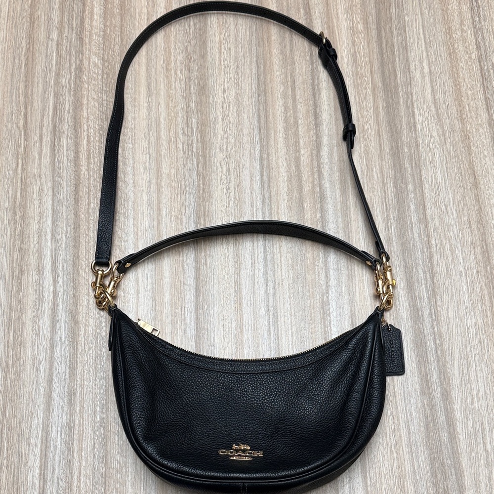 Coach Aria Shoulder Bag in Black Leather Shoulder & Crossbody Purse - Picture 3 of 16